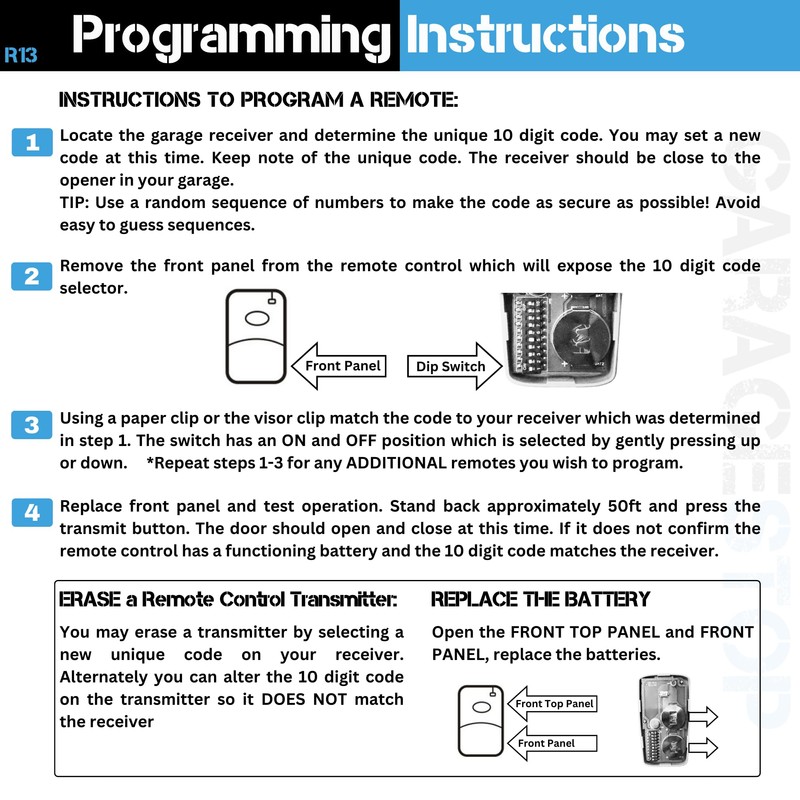 1 Garage Door Opener Remote for Multicode Linear 3089 308911