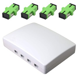 GINTOOYUN Fiber Optical Terminal Junction Box，4-Port Fiber Panel Box Desktop Place FC LC Adapters for FTTH,FTTO,FTTD