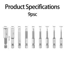 9 Pcs Hex Screwdriver Bits Set, Hex Head Screwdriver Bit Set, 1/4 Inch Hex Shank Impact Wrench Square Drive Bit Set, Magnetic Precision Security Square Drill Bits, H1.5 H2 H2.5 H3 H4 H5 H6 H8 H10