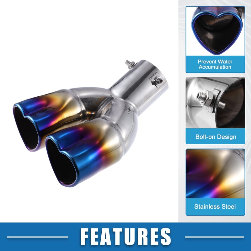 A ABSOPRO Car Double Exhaust Tip Pipe Heart Shape 2.5