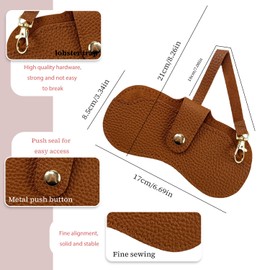 TORMEN Portable Soft Leather Sunglasses Case Glasses Holder Portable with Keychain Hook Lightweight Slim Metal Snap Closure Versatile Eyeglass Pouch for Types(Mocha brown)
