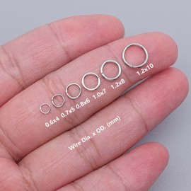 THREENEST 4mm 5mm 6mm 7mm 8mm 10mm Stainless Steel Jump Rings Kit, Metal Round Craft Split Earring Bracelet Necklace Charm Pendant DIY Craft Jewelry Making (Closed Unsoldered 6 Sizes Total 1050PCS)