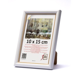 3-B Como Rustic Picture Frame, White/Gold, 10 x 15 cm, Wooden Frame, Photo Frame, Portrait Frame with Acrylic Glass