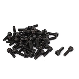 Sourcingmap M3 x 10mm Carbon Steel Full Thread Hex Socket Cap Head Screws Bolts Black 50 Pcs