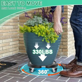 sanyi Plant Caddy with Wheels, 2 Pack 8-21" Adjustable Rolling Plant Stands with Wheels Heavy Duty Large Plant Potted Trolley Dolly Cart Garden Tower Pot Greenstalk Vertical Planter Umbrella Base