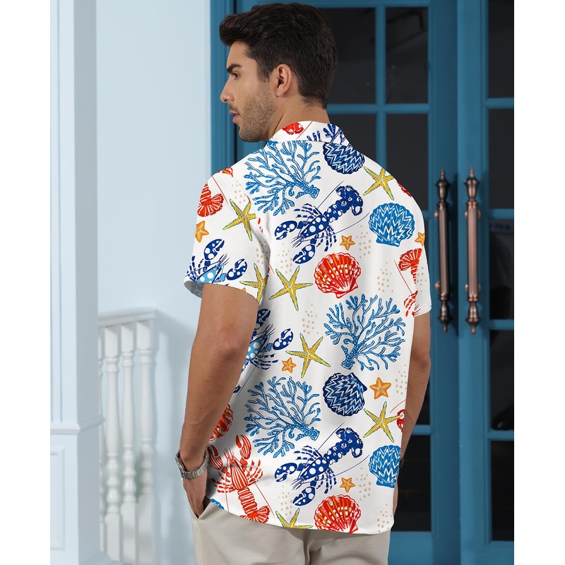 KYKU Mens Printed Short Sleeve Button Down Shirts Men's Hawaiian