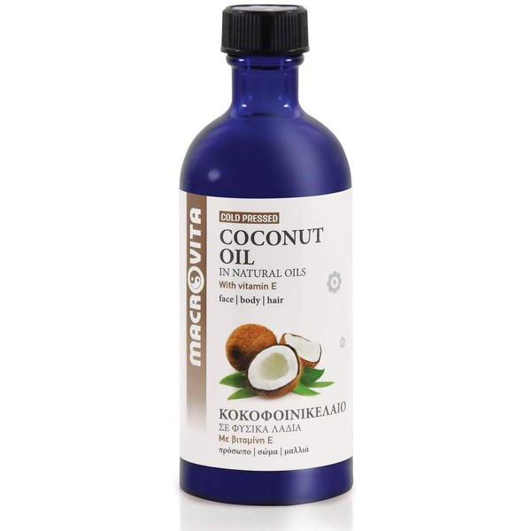 Macro Vita Coconut Oil – Cold Pressed Cosmetic Oil with Complex of Vitamin E + C + F 100 ml.