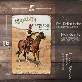 YOYI ART 5pcs Vintage Metal Cowboy Signs - Rustic Tin Sign for Cowboy Room, Boys Room, Man Cave, Party, Garage, Basement Wall Art Decor, Cool Western Gifts for Men Boys, 8 x 12 inch