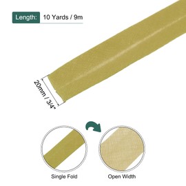 sourcing map 3/4 Inch Single Fold Bias Tape Polyester Continuous Bulk Bias Tape for Sewing, Seaming Quilting Hemming Binding Crafts (Gold 10 Yards)