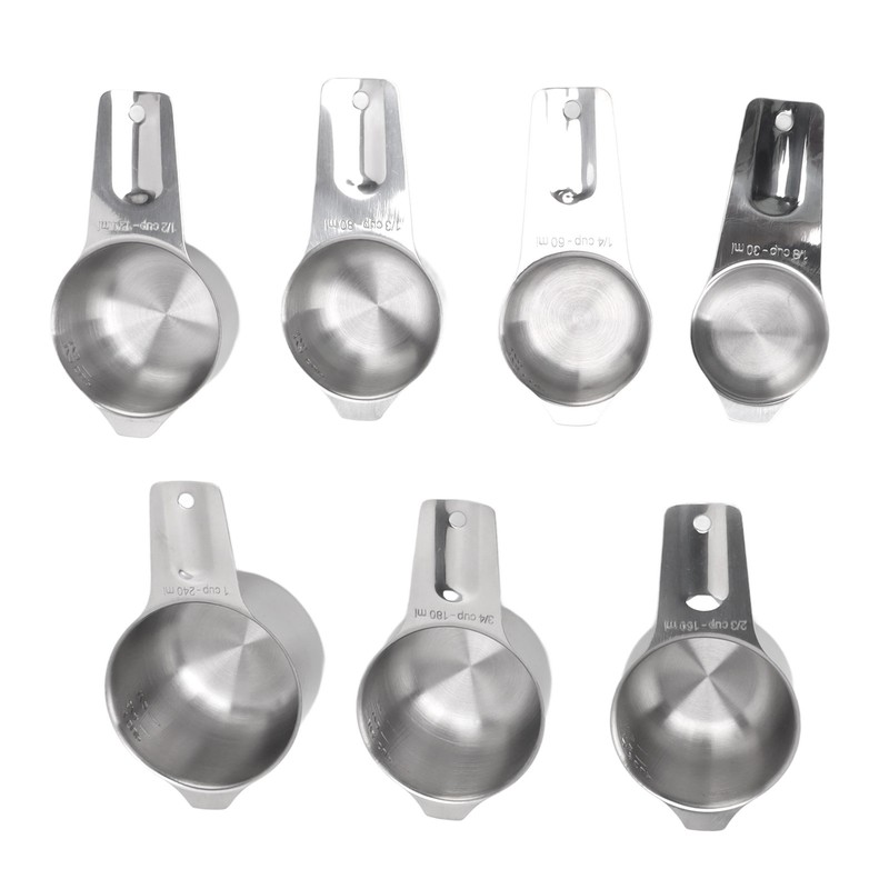 7Pcs Measuring Cups Set Stainless Steel Stackable Multifunctional Metal Nesting