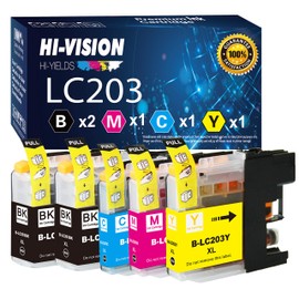 5-Pack HI-Vision Compatible LC203XL Ink Cartridge Replacement for LC203 LC 203XL MFC-J880DW MFC-J680DW MFC-j460DW MFC-J480DW MFC-J885DW MFC-J4620DW MFC-J4420DW MFC-J5620DW MFC-J4320DW Printer