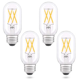 T45/T14 E26 LED Tubular Bulb 40 Watt Equivalent, Dimmable(0-100%), Soft White 3000K, AIELIT 4W Antique Edison Filament Light Bulbs for Chandelier Bathroom Vanity Ceiling Fan Pendant Lights, 4-Pack