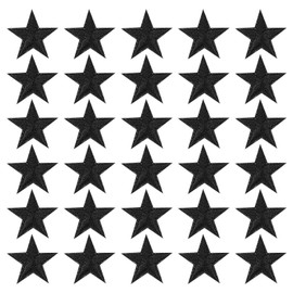 PATIKIL Iron-on Patches, 33 Pack 5 Star Sew Embroidered Patches Appliques Embellishments for Clothing Jackets Hat Backpack Repairing Decorations, Black
