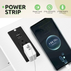 GOOBED 3 Drawer File Cabinet with Charging Station, Lateral Filing Cabinet with Lock, Mobile Printer Stand with Open Storage Shelf for Home Office, White