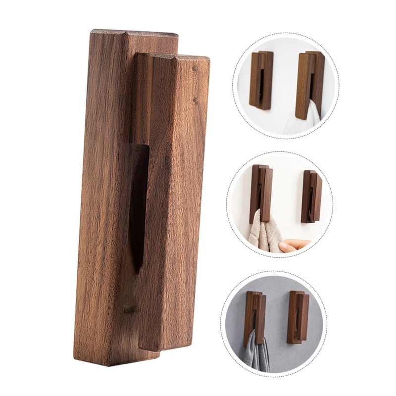 CAXUSD 1pc Solid Wood Over Door Coat Hanger Mounted Hooks