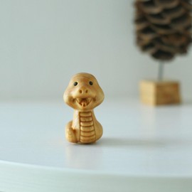 2025 Zodiac Figurine, Compact, Snake, Wooden Carving, New Year Decoration, Lucky, Snake, Snake, Decoration, Spring Decoration, New Year's Decoration, End, Luck (B)