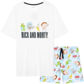 Get Trend Rick and Morty Mens Pyjamas Set Short PJs Nightwear Summer Lounge Set Sleepwear Jammies Funny Gifts for Men (S, Multi Rick and Morty)