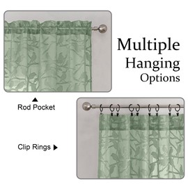 OVZME Anji Sage Green Sheer Curtains 96 Inches Length 2 Panels Set for Living Room Bedroom, Clip Textured Sheer Curtain Window Curtains Farmhouse Voile Drapes for Sliding Door, Rod Pocket, 38Wx96L