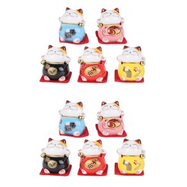 BESTOYARD 10Pcs Mini Maneki Neko Statues Ornaments 2Inches Lucky Beckoning Cat Feng Shui Good Luck Neko Cute Figurines for Car Home Office