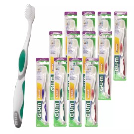 GUM 12-Pack GUM Summit Soft Bristle Toothbrush Compact Head, 509P For Sensitive Gums