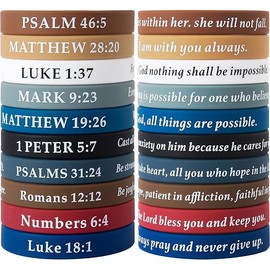 QEERBSIN Bible Verses Bracelets Motivational Christian Rubber Bracelets Faith Hope Wristbands Bracelets for Men Women Teens