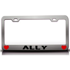 Custom Brother - Ally w/Hearts Metal Car SUV Truck License Plate Frame Ch n37