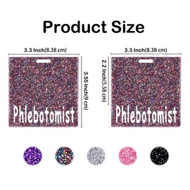 Iridescent Phlebotomist Badge Buddy Card Glitter Nurse Gifts Nursing Horizontal Bling Badge Reel Acrylic Badge Buddies Holder Bling Coworker Nurse Accessories Identification Tags ID Card