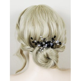 Brihasory Peine negro para novia, accesorios para el cabello, tiaras de cristal hechas a mano para mujeres y niñas, diadema de boda de moda para decoración de pelo de novia, fiesta, graduación, dama de honor