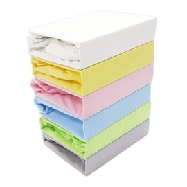 Dudu N Girlie - Cot Bed Fitted Sheets 140 x 70 Cotton Jersey - Hypoallergenic Toddler Bed Sheet Fully Elasticated Skirt Breathable Easy Care - Junior Bed sheets (Pack of 2, Blue & Yellow)