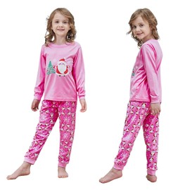 HYCLES Christmas Pajamas for Kids Girls Holiday Long Sleeve Sleepwear Santa Cotton Pajamas Sets for 3T Boys/Toddler Pjs