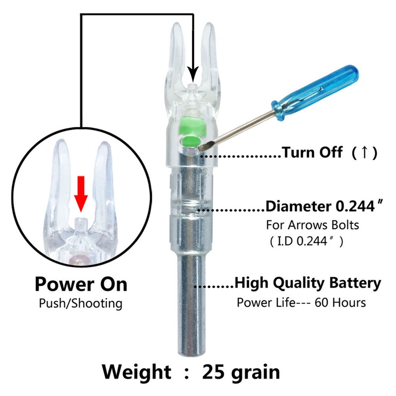 3pcs Hunting Shooting Fit 6.2mm Arrow Shaft Lighted Bow LED