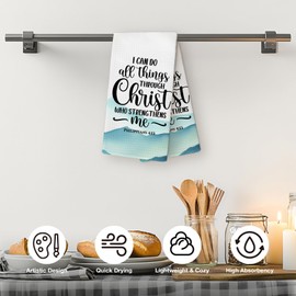 YLZlhb Philippians 4:13 Kitchen Towels, Bible Verse Gifts for Women Men, Religion Faith Gifts for Women, I Can Do All Things Through Christ Who Strengthens Me Tea Towels Kitchen Hand Towels 16x24 Inch
