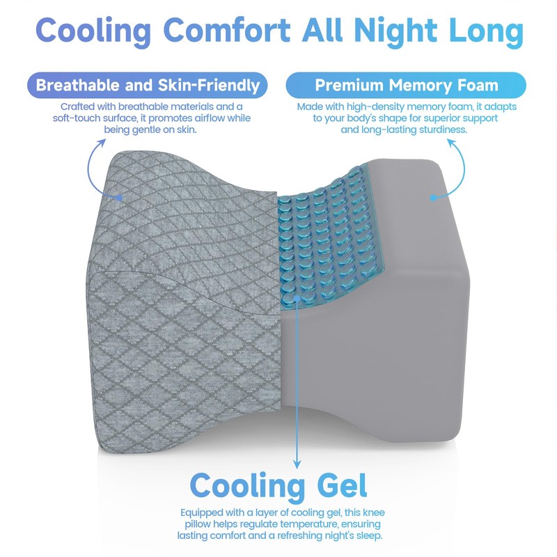CloudBliss Knee Pillow for Side Sleepers - Cooling Leg Pillow