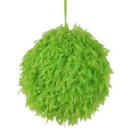 Shaggy Faux Fur Monster Ball Bulb Ornament for Christmas Trees, Wreaths, Garlands, Crafts and Decorations (Lime Green, 4.75" Inch Diameter)