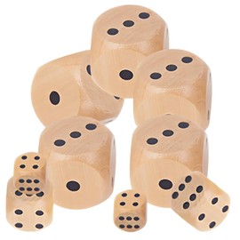 Diyxisk Wooden Dice, 10 Pieces, Smooth Play Dice, 30 mm/16 mm/14 mm, Various Sizes, 6-Sided Natural Dice Game, Wood, for Card Games, Party Games, Children's Games, Accessories
