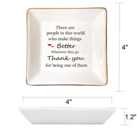 Thank You Gifts for Women, Ceramic Jewelry Dish Tray,Birthday, Appreciation, Inspirational, Retirement Gift for Coworker, Teacher, Friends, Ring, Bracelet, Jewelry Tray(Thank you-make things better)
