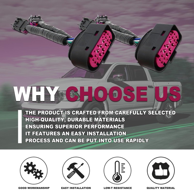 2-Piece Set Quad Housing to Projector Headlight Conversion Harness –