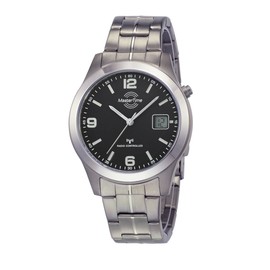 Master Time MTGT-10349-22M Radio-Controlled Quartz Men's Watch Analogue Digital with Titanium Strap, silver, Classic