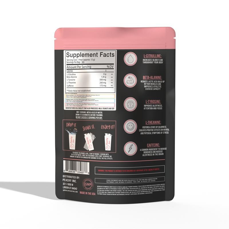 Peachy Nutrition Cocktail Party Pre-Workout Pods Dietary Supplement