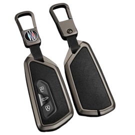 OTMIK Zinc Alloy Leather Car Key Cover Suitable for VW Volkswagen Golf 8 MK8 ID.3 ID.4 Cupra Skoda Octavia A8 Seat Leon MK4 Formentor Tarraco Key Cover Accessories, Matt Black