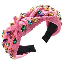 scicent Headbands for Women's Hair Rhinestone Hair Hoop Vintage Crystal Hairbands Top Knot Hair Band for Girls Non-Slip Fabric Head Band for Costume Wedding Hair Accessories - 25824