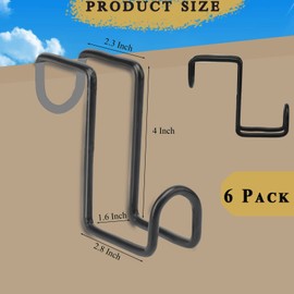 HDYEGY 6pcs 4 Inch Tack Hook, Heavy Duty Metal Over Rail Tack Hook for Hanging Horse Bridles,Buckets(Black)