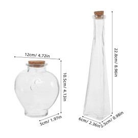 HOMSFOU One Size Sand Ceremony Set for Wedding Decorative Vase with Cork Lid 3-Piece Heart-Shaped Wish Bottle Desktop Hydroponic Plant Vase Sand Art Bottles Message Bottle