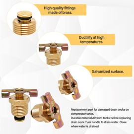 2pcs 3/8"G Thread Air Compressor Drain Valve,Brass Drain Valve Fittings