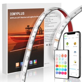 MYPLUS 15ft LED Boat Lights Strip with Bluetooth Control, Waterproof Marine Lights for Cockpit, Deck, Cabin, Pontoon and Fishing Boat