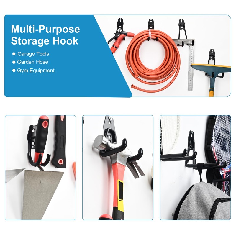 PYBTOOL Heavy Duty Universal Garage Storage Hooks Steel Wall Hooks