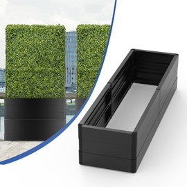 Bynbbur 54" Lx9 Hx12 W Aluminum Base Black for Artificial Boxwood Panel Hedge Wall Grass Backdrop Use, Outdoor Planters Garden Raised, Metal Planter Box