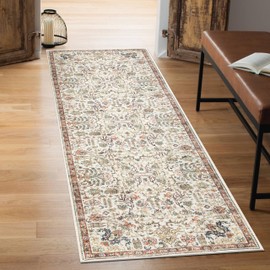 Keen Home Design Machine Washable Area Rugs with Non-Slip Backing, Ideal for Hallway, Living Room, Bedroom, Kitchen and Laundry Room, Vintage Moroccan and Low Pile Rug - (2'6'' x 10')