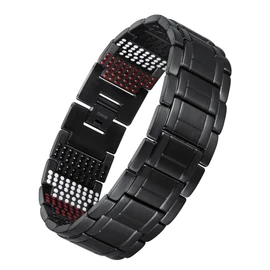 USWEL Strengthen Titanium/Copper Magnetic Bracelet Men's Bracelet with Black PVD Coating 613pcs Minerals Magnetic Wristband (Black)