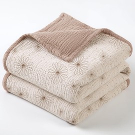 Lulu Moon Baby Blankets Muslin - Soft Cotton Crib Blanket Newborn - Toddler Quilt for Boys and Girls(Sand Daisy)